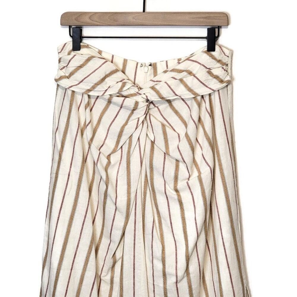 Madewell NWT Stripe Sarong Wrap Midi Skirt Twist Front Linen Cotton Size 12 - Picture 15 of 16